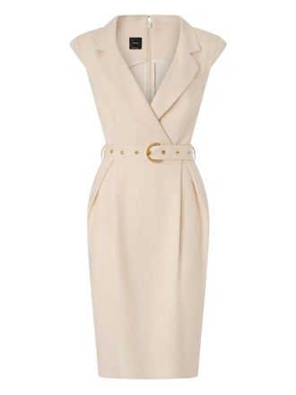 Pinko Beige Midi Wrap With Belt Dress