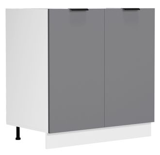 ebuy24 Lavabo Vcm Dimensiones Aprox. Al. 82 X An. 80 X. T. 46 Cm Gabinete Con Dos Puertas Giratorias Muebles De Cocina - Fasola (blanco / Antracita)