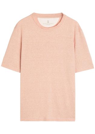 Brunello Cucinelli Linen and Cotton-blend T-shirt - Peach - XL