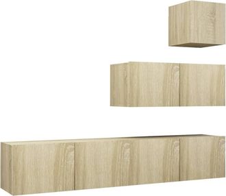 Berkfield Home 4 Piece TV Cabinet Set Sonoma Oak Engineered Wood in Brown