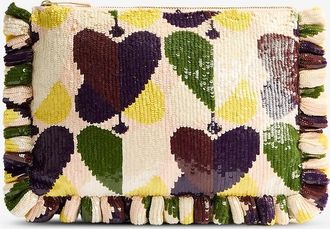 La DoubleJ Rechteckige Pailletten-Clutch mit Rüschen