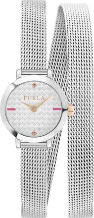 Furla Womens Vittoria Silver Dial Stainless Steel Watch