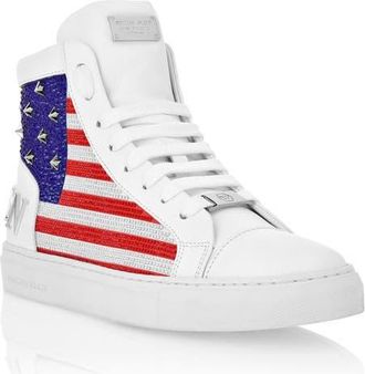 Philipp Plein Mid Top Sneakers Star Studs America Unisex in White at Nordstrom, Size 40