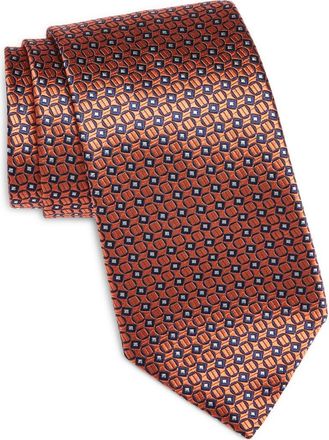 Canali Geometric Silk Tie in Orange at Nordstrom