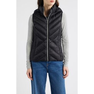 Michael Kors Hooded Puffer Vest in Black at Nordstrom, Size X-Small