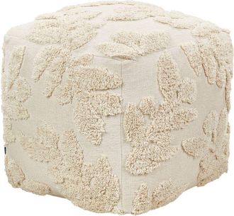 Beliani Beliani - Square Pouffe Footstool with eps filling Cotton Cover Tufted Pattern Floral Beige Multan