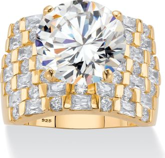 Palm Beach Jewelry 8.99 Cttw.18k Gold-plated Sterling Silver Round Cubic Zirconia Multi-Row Ring