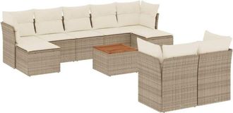 vidaXL Juego De Sof&aacute;s Jard&iacute;n Con Cojines Beige 10 Pzas Rat&aacute;n Sint&eacute;tico Vidaxl
