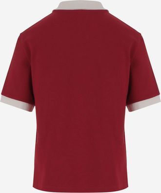 Versace Womens Cotton Polo Shirt Red Tops