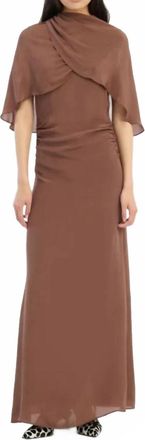 Rotate Maxi Cape Dress In Brown