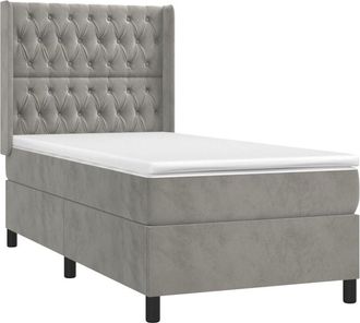 vidaXL Vidaxl - Cama Box Spring Colch&oacute;n Y Led Terciopelo Gris Claro 100x200 Cm