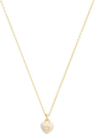 Coach Heart Enamelled Necklace - Gold - One Size