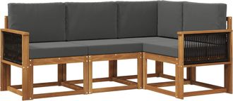 vidaXL Conjunto De Sof&aacute;s De Exterior 4 Uds. Natural Y Antracita Vidaxl