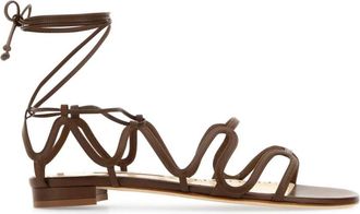 Manolo Blahnik Fawda Platte Sandalen - Dames - Sandalen - Bruin - 39 EU - Leer - Schoenen