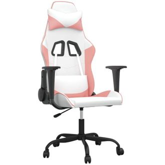 vidaXL Silla Gaming Cuero Sint&eacute;tico Blanco Y Rosa Vidaxl