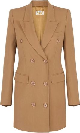Elisabetta Franchi Dames, Jurken, Bruin, Maat: 2XL Gabardine