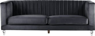 Beliani Sof&aacute; Acolchado Tapizado En Terciopelo 3 Plazas Negro Estilo Glam Arvika