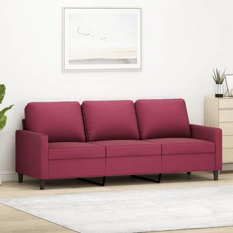 vidaXL Sof&aacute; De 3 Plazas De Terciopelo Rojo Tinto 180 Cm Vidaxl