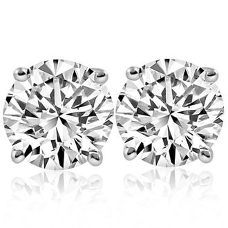 Pompeii3 6 Ct TW Round Moissanite Studs in 14k White Gold