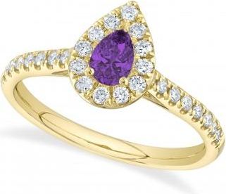 Allurez Pear-Cut Amethyst & Diamond Engagement Ring 14K Yellow Gold (0.54ct)