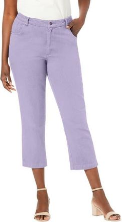 Jessica London Classic Cotton Denim Capri in Pale Lilac at Nordstrom, Size 28