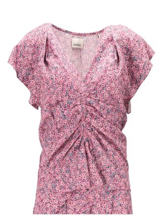 Isabel Marant Pink Floral V Neck Top