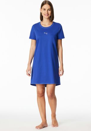 Schiesser Nachthemd SCHIESSER Casual Essentials, Damen, Gr. 36, N-Gr, 819, blau, Single Jersey, Obermaterial: 100% Baumwolle, bequem kurz, Rundhals, Kleider Nac