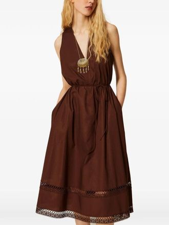 Twin-Set Long Dress With Macrame And Belt