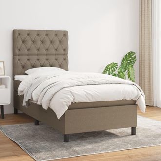 vidaXL Cama Box Spring Con Colch&oacute;n Tela Gris Taupe 80x200 Cm Vidaxl