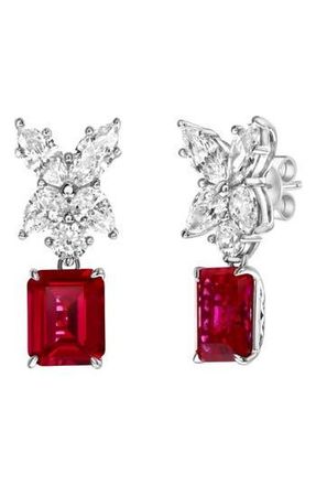Suzy Levian Gala Cubic Zirconia Drop Earrings in Red at Nordstrom Rack