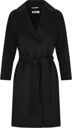 Max Mara Jassen, Dames, Zwart, XS, Wol, Arona Mantel met ceintuur