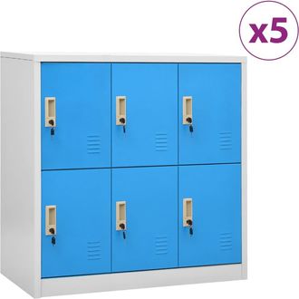 vidaXL Vidaxl - Armarios Taquilla 5 Uds Acero Gris Claro Y Azul 90x45x92,5 Cm