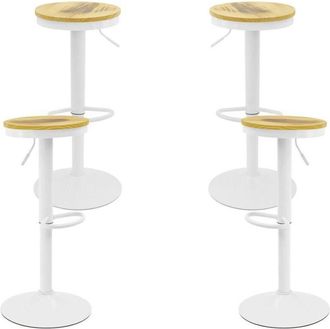 Regalos Miguel Packs Taburetes Altos - Pack 4 Taburetes Vikin Asiento Madera - Blanco