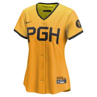 Nike Roberto Clemente Pittsburgh Pirates City Connect Nike Womens Dri-FIT ADV MLB Limited Jersey in Yellow | T7LW01O1QBT-UJS