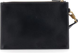 Versace Mens Leather Clutch Bag With Medusa Detail Black Lambskin