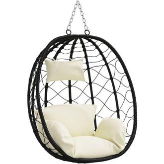 vidaXL Vidaxl - Hanging Egg Chair Cream white 91.5 x 60 x 110 cm Poly Rattan