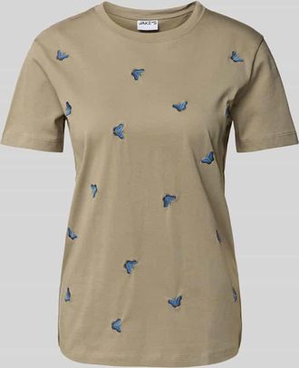 Jake*s Casual T-Shirt mit Motiv-Stitching in Lind, Gr&ouml;&szlig;e S