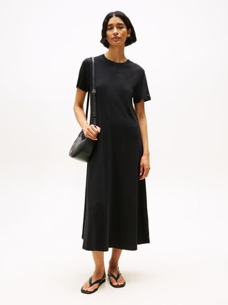 Tommy Hilfiger Shirtkleid TOMMY HILFIGER MODERN CODY ANKLE TEE DRS, Damen, Gr. XXL (44), N-Gr, schwarz, Jersey, Obermaterial: 100% Baumwolle, unifarben, regular fit,