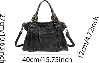 Generic Cymwer Denim Shoulder Bag Fashion Underarm Bag Large Crossbody Bag for Women (Black)