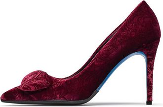 Loriblu Ruby Damask Velvet Pumps with Accessory - Dames - Pumps - Rood - 36 EU - Leer - Schoenen