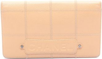 Chanel Beige Leather Long Wallet (Bi-Fold) (Pre-Owned)