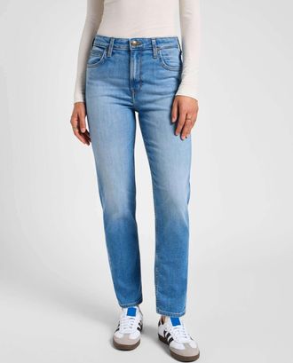 Lee Straight-Jeans LEE Lee Jeans Carol, Damen, Gr. 25, L&auml;nge 33, blau, Obermaterial: 79% Baumwolle CO. 15% Lyocell CLY. 4% Elastomultiester ELE. 2% Elasth