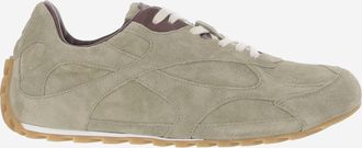 Bottega Veneta Womens Sneakers Orbit Flash Suede Light Green Calf Leather Trainers