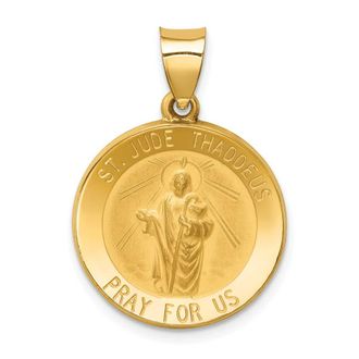 Diamond2Deal 14k Yellow Gold Polished and Satin St Jude Thaddeus Medal Hollow Pendant