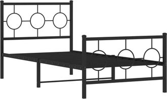 vidaXL Metal Bed Frame without Mattress with Footboard Black 90x200cm Vidaxl