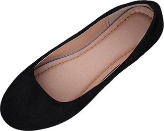 Generic Womens Ballet Shoes Casual Comfortable Pumps Shoes Round Toe Lightweight Breathable Comfortable Classic Slip On Flats Work Holiday Black
