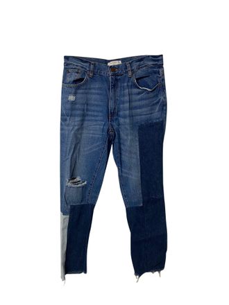 Sandro Sandro Distressed Patchwork Jeans in Blue Cotton