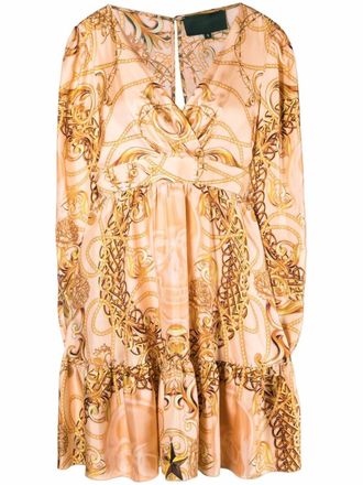 Philipp Plein New Baroque longsleeved mini dress - women - Fabric - M - Neutrals