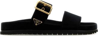 Prada Black Buckle Strap Sandals