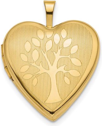 Diamond2Deal 14k Yellow Gold Polished Tree 20mm Heart Locket